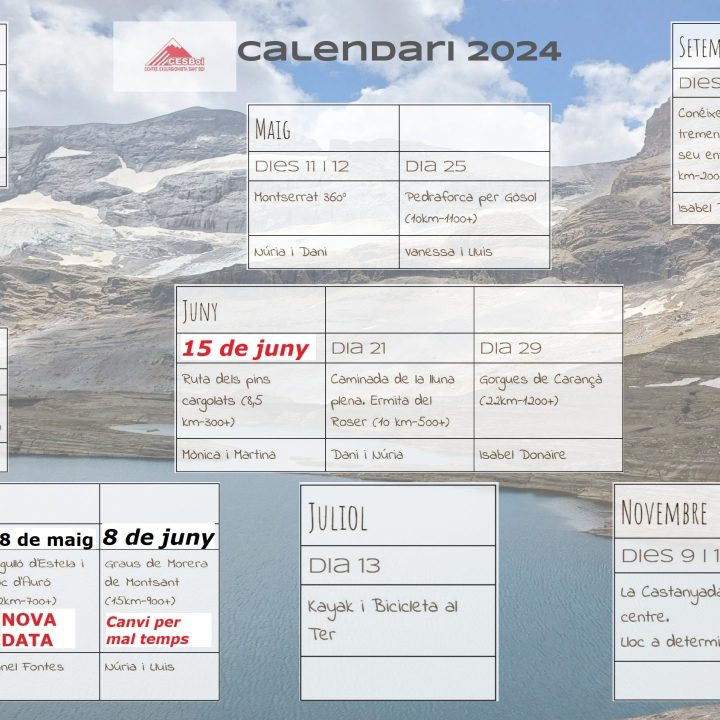 Calendari d'activitats 2024.