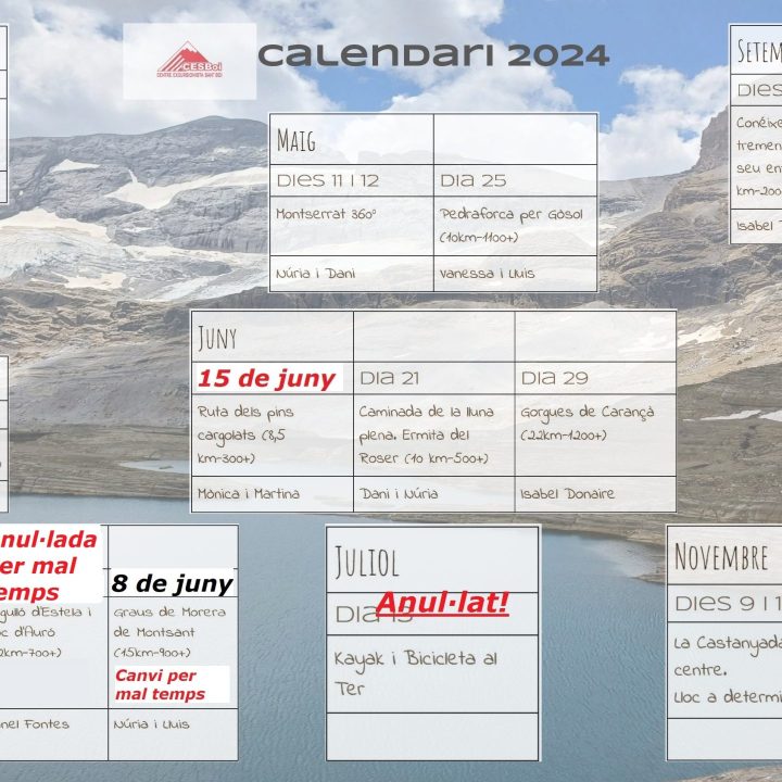 Calendari d'activitats 2024.